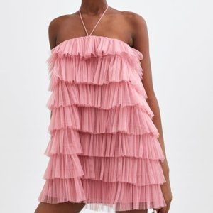Pink Tulle Ruffled Zara Dress Limited Edition